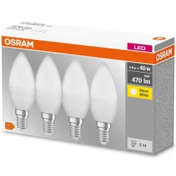 OSRAM LED kaars E14 Base Retro 4,9W per 4 2.700K