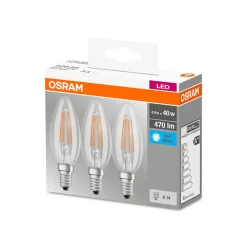 OSRAM LED kaars E14 4W filament 4.000K 470lm per 3