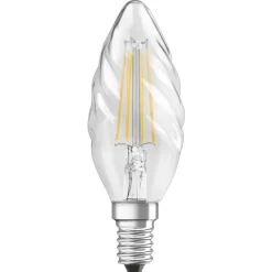 OSRAM LED kaarslamp E14 4W 827 helder gedraaid