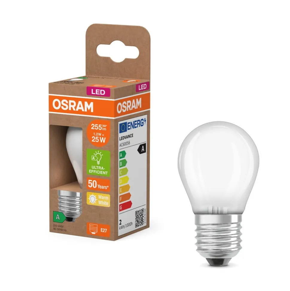 OSRAM LED lamp druppel E27 1,2W mat 2.700K 255lm