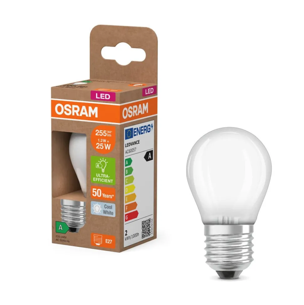 OSRAM LED lamp druppel E27 1,2W mat 4.000K 255lm