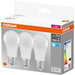 OSRAM LED lamp E27 Base CL A 10W 4.000K mat per 3