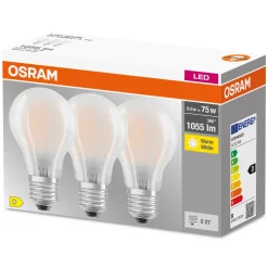 OSRAM LED lamp E27 Base CL A 7,5W 2.700K mat per 3