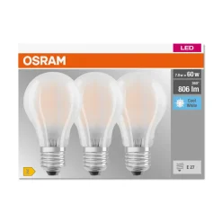 OSRAM LED lamp E27 Base CL A 7W 4.000K mat per 3