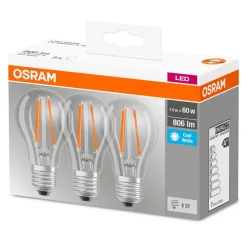 OSRAM LED lamp E27 Classic filament 840 per 3