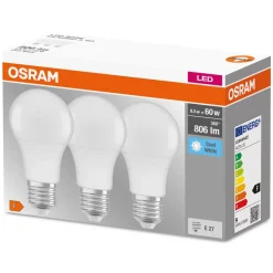 OSRAM LED lamp E27 Lampvoet CL A 8W 4.000K mat 3 stuks