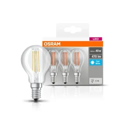 OSRAM LED lamp E14 P40 4W filament 827 470lm per 5