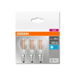 OSRAM LED lamp E14 P40 4W filament 840 470lm per 3