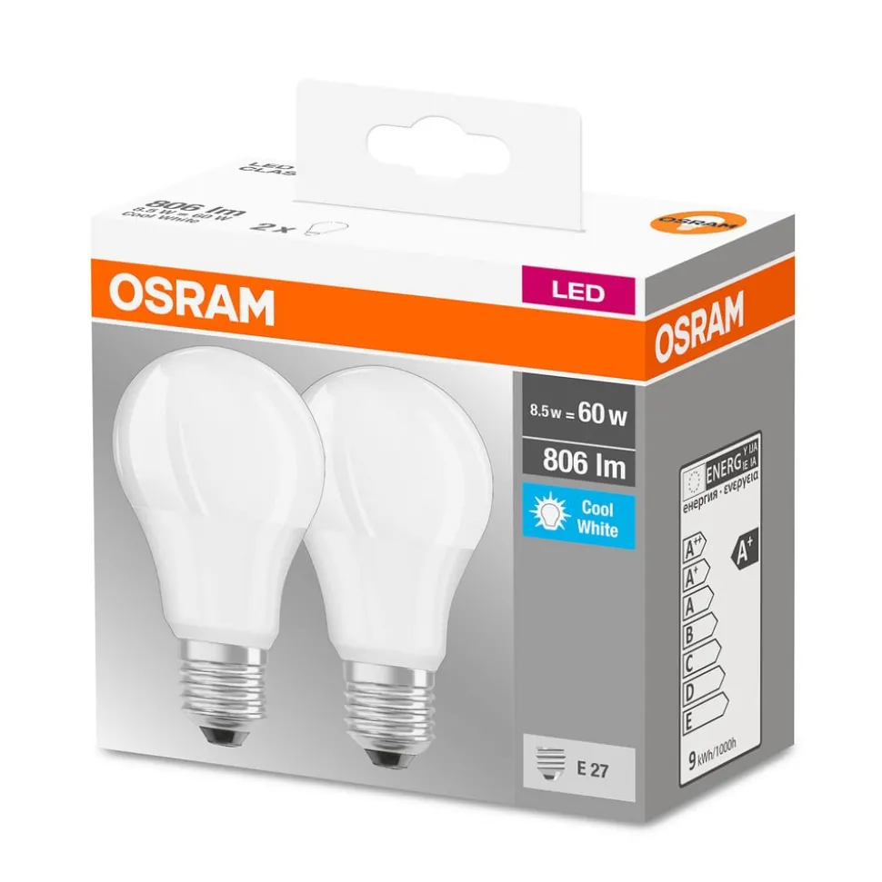 OSRAM LED lamp E27 8W 4.000K, set van 2