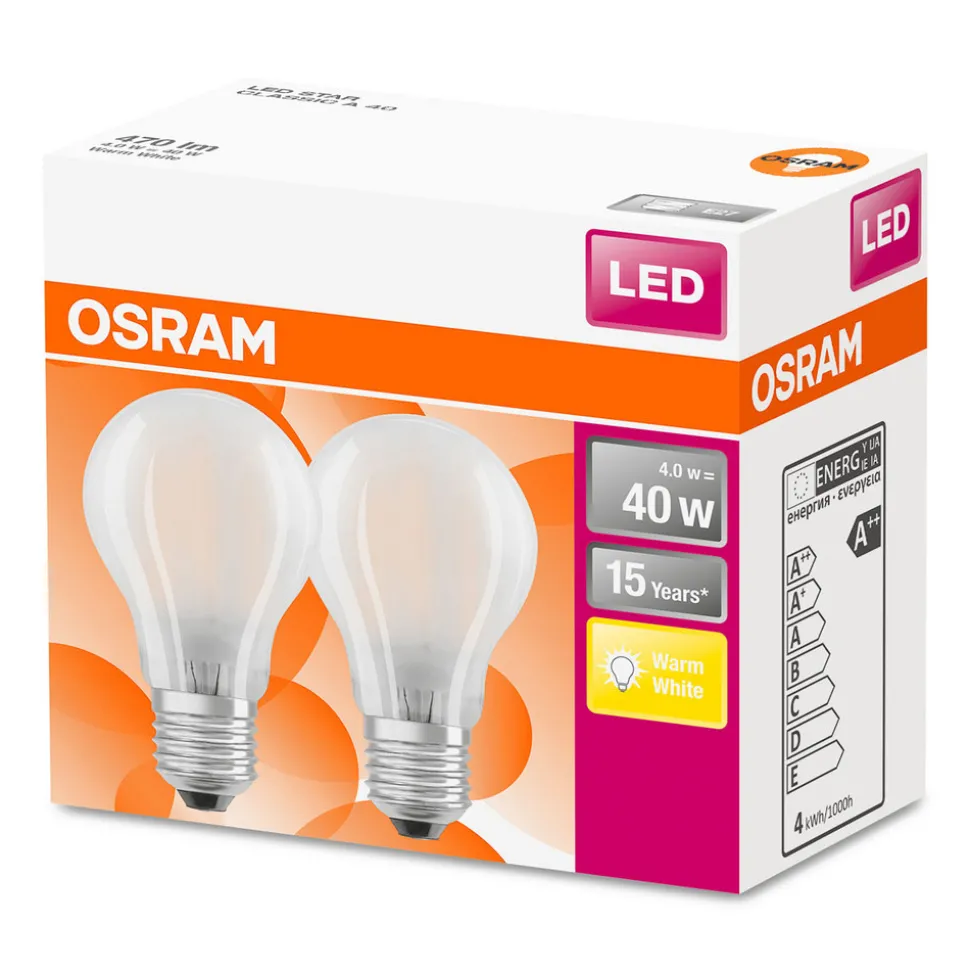 OSRAM LED lamp E27 4W warmwit 2 per set