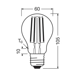 OSRAM LED lamp Filament E27 3.8W 827 EEK A 3-pack