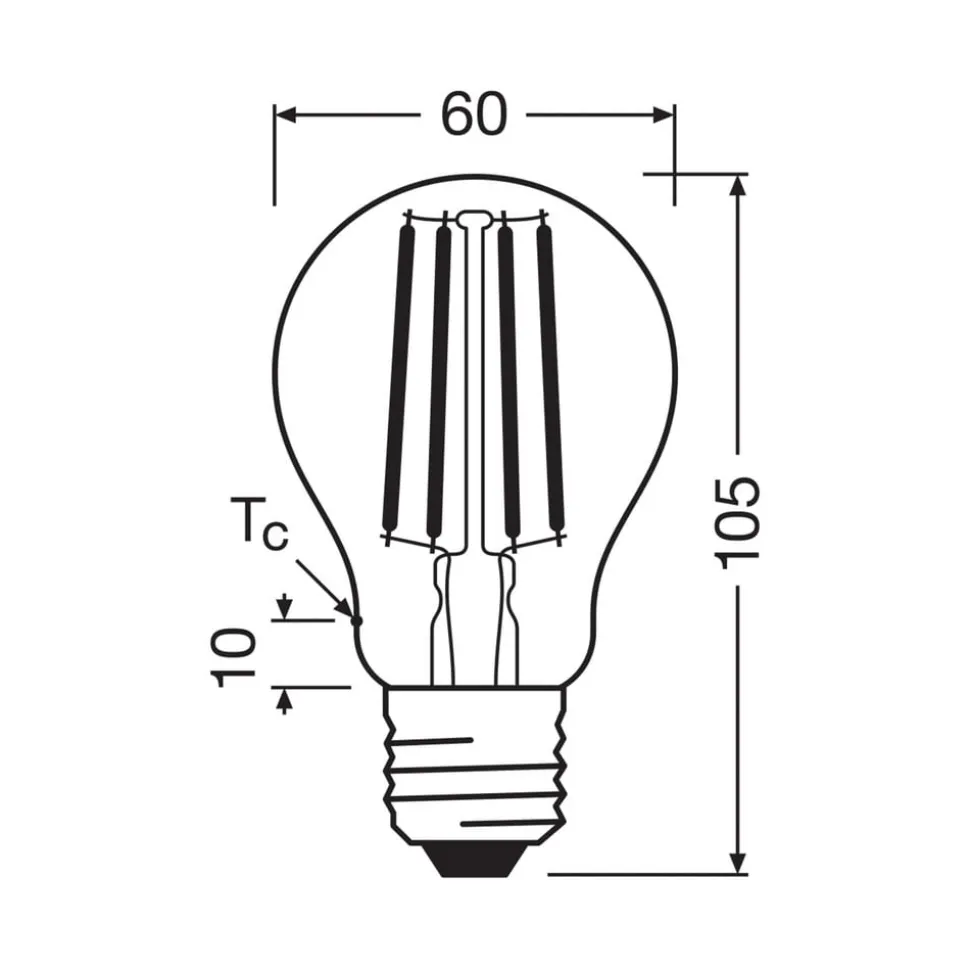 OSRAM LED lamp Filament E27 3.8W 827 EEK A 3-pack