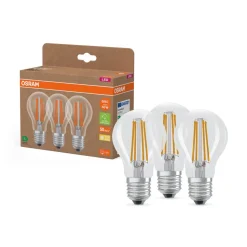 OSRAM LED lamp Filament E27 3.8W 827 EEK A 3-pack