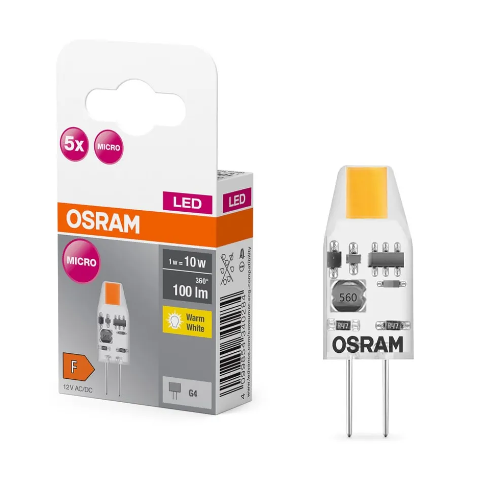 OSRAM LED lamp pin helder G4 1W 827 Micro 5-pak