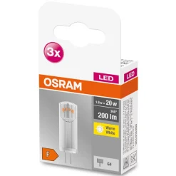 OSRAM LED stiftlamp G4 1,8W 2.700K helder 3 stuks