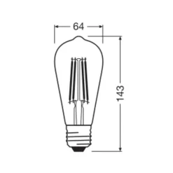 OSRAM LED Vintage 1906 Edison, goud, E27, 7,2 W, 824, dimbaar.