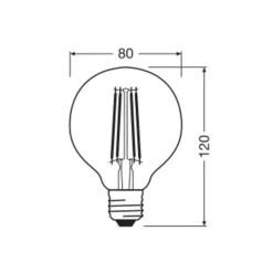 OSRAM LED Vintage 1906, G80, E27, 7,2 W, goud, 2.400 K, dimbaar.