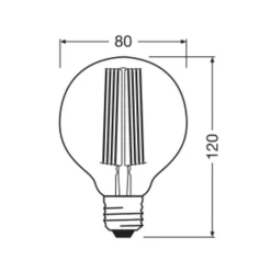 OSRAM LED Vintage 1906, G80, E27, 5,8 W, goud, 2.200 K, dimbaar.