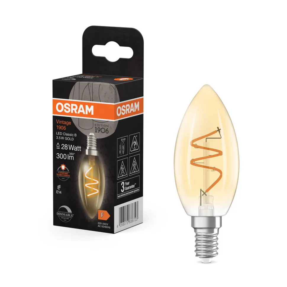 OSRAM LED Vintage B28 E14 3,5W 922 Spiraal gloeidraad goud dimbaar