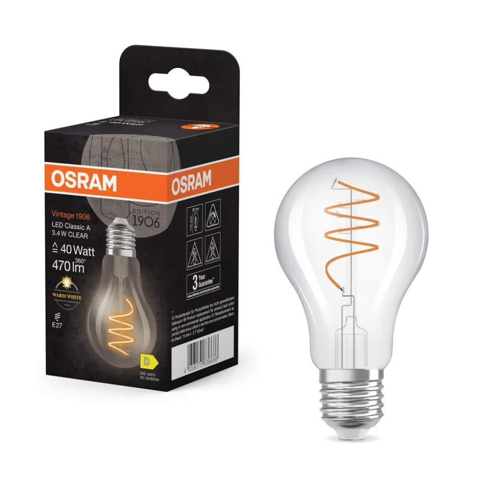 OSRAM LED Vintage E27 3,4W 2.700K Spiraal gloeidraad helder