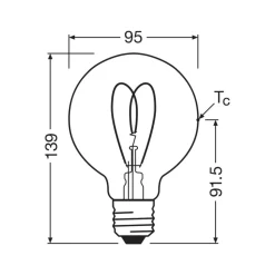 OSRAM LED Vintage G95 E27 7,2W 927 Hart Filament helder dimbaar