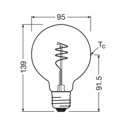 OSRAM LED Vintage G95 E27 3,4W 827 Spiraal gloeidraad goud