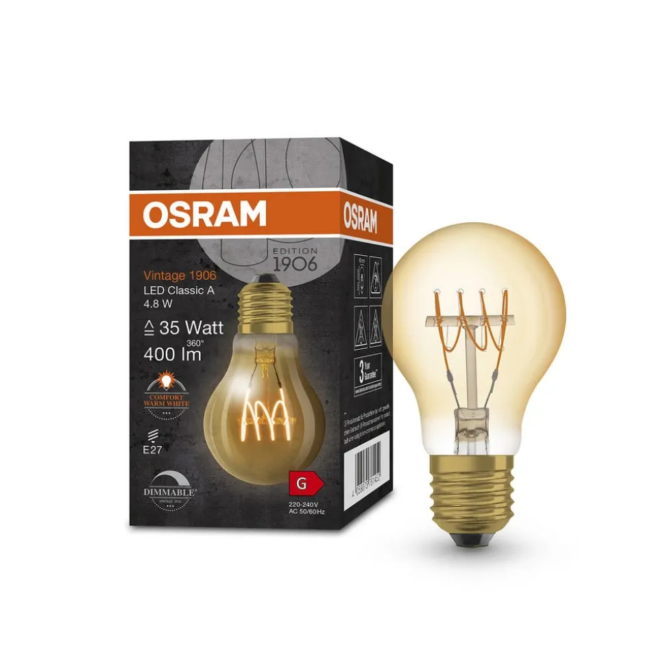 OSRAM vintage 1906 Classic A LED E27 4,8W goud dim