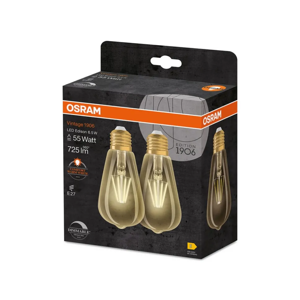 OSRAM vintage 1906 LED rustiek E27 6,5W dim per 2