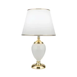 Ovum tafellamp, wit/goudkleurig, hoogte 48 cm, keramiek/chintz