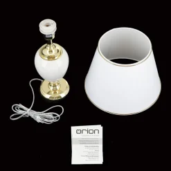 Ovum tafellamp, wit/goudkleurig, hoogte 48 cm, keramiek/chintz