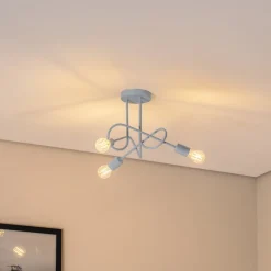 Oxford plafondlamp, Ø 44 cm, lichtblauw, metaal, 3-lamps