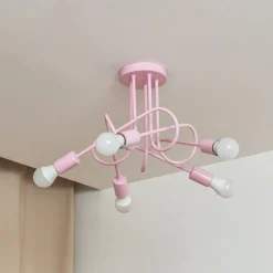 Oxford plafondlamp, lichtroze, Ø 47 cm, metaal, 5-lamps