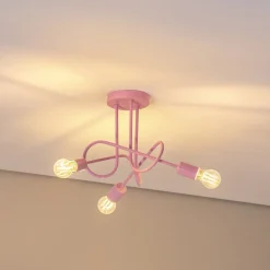 Oxford plafondlamp, lichtroze, Ø 44 cm, metaal, 3-lamps