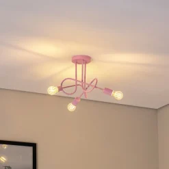 Oxford plafondlamp, lichtroze, Ø 44 cm, metaal, 3-lamps