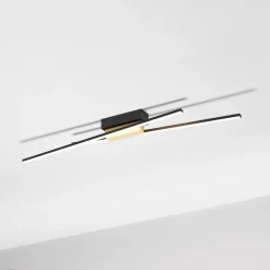 Panagria LED plafondlamp, zwart met houten detail