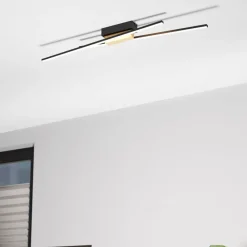 Panagria LED plafondlamp, zwart met houten detail