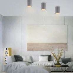 Paul Neuhaus Eton plafondlamp, grijs, beton, Ø 11 cm, GU10