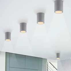 Paul Neuhaus Eton plafondlamp, grijs, beton, Ø 11 cm, GU10