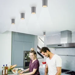 Paul Neuhaus Eton plafondlamp, grijs, beton, Ø 11 cm, GU10