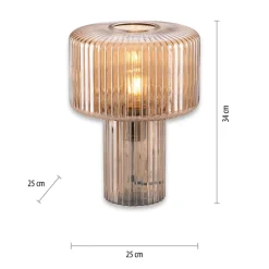 Paul Neuhaus Fungus tafellamp, barnsteen, glas, 34 cm