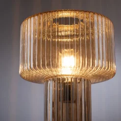 Paul Neuhaus Fungus tafellamp, barnsteen, glas, 34 cm