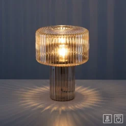 Paul Neuhaus Fungus tafellamp, barnsteen, glas, 34 cm