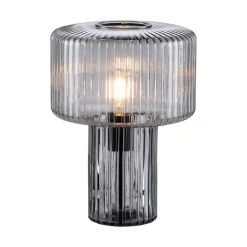 Paul Neuhaus Fungus tafellamp, rookkleurig, glas, 34 cm