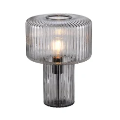 Paul Neuhaus Fungus tafellamp, rookkleurig, glas, 34 cm