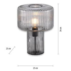 Paul Neuhaus Fungus tafellamp, rookkleurig, glas, 34 cm