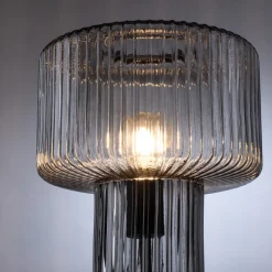 Paul Neuhaus Fungus tafellamp, rookkleurig, glas, 34 cm