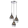Paul Neuhaus hanglamp Pilua, rookgrijs, glas, 30cm, 3-lamps.
