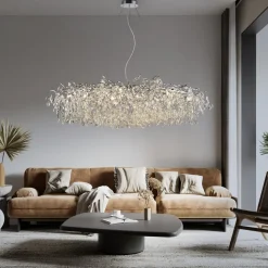 Paul Neuhaus kroonluchter Ricicle, chroom, lengte 150 cm