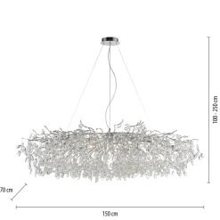 Paul Neuhaus kroonluchter Ricicle, chroom, lengte 150 cm