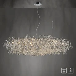 Paul Neuhaus kroonluchter Ricicle, chroom, lengte 150 cm